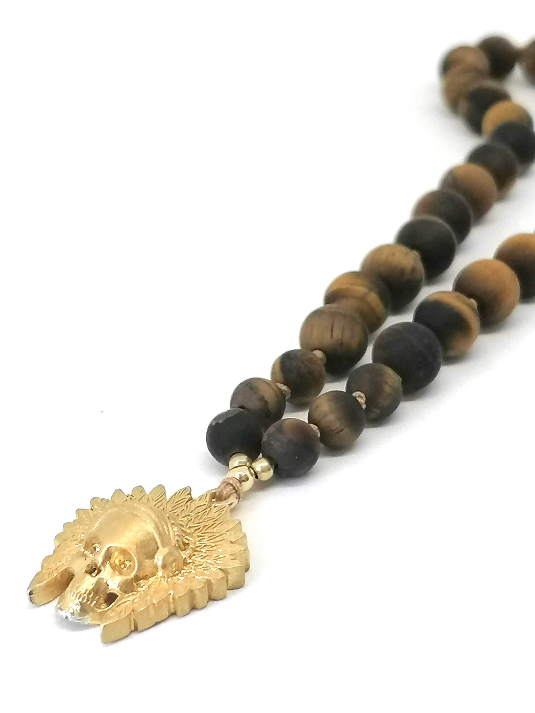 Necklace Indian, Skull Silver 925, Onyx stone — view 2 | Castello Jewels