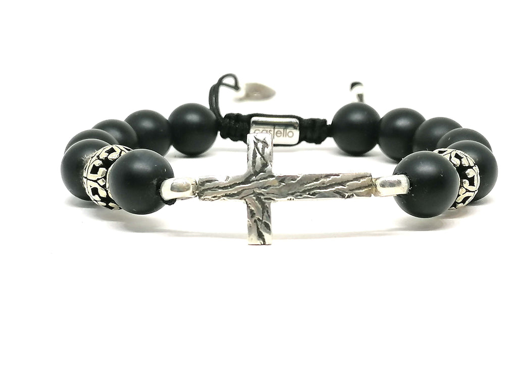 CROSS SILVER 925 Bracelet Onyx Mat | Castello Jewels