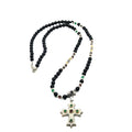 Polished Onyx Statement Cross Necklace, 6mm | Castello Jewels