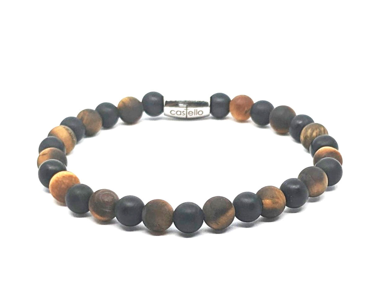 Onyx & Tiger's Eye Bracelet, view 2, 6mm | Castello Jewels