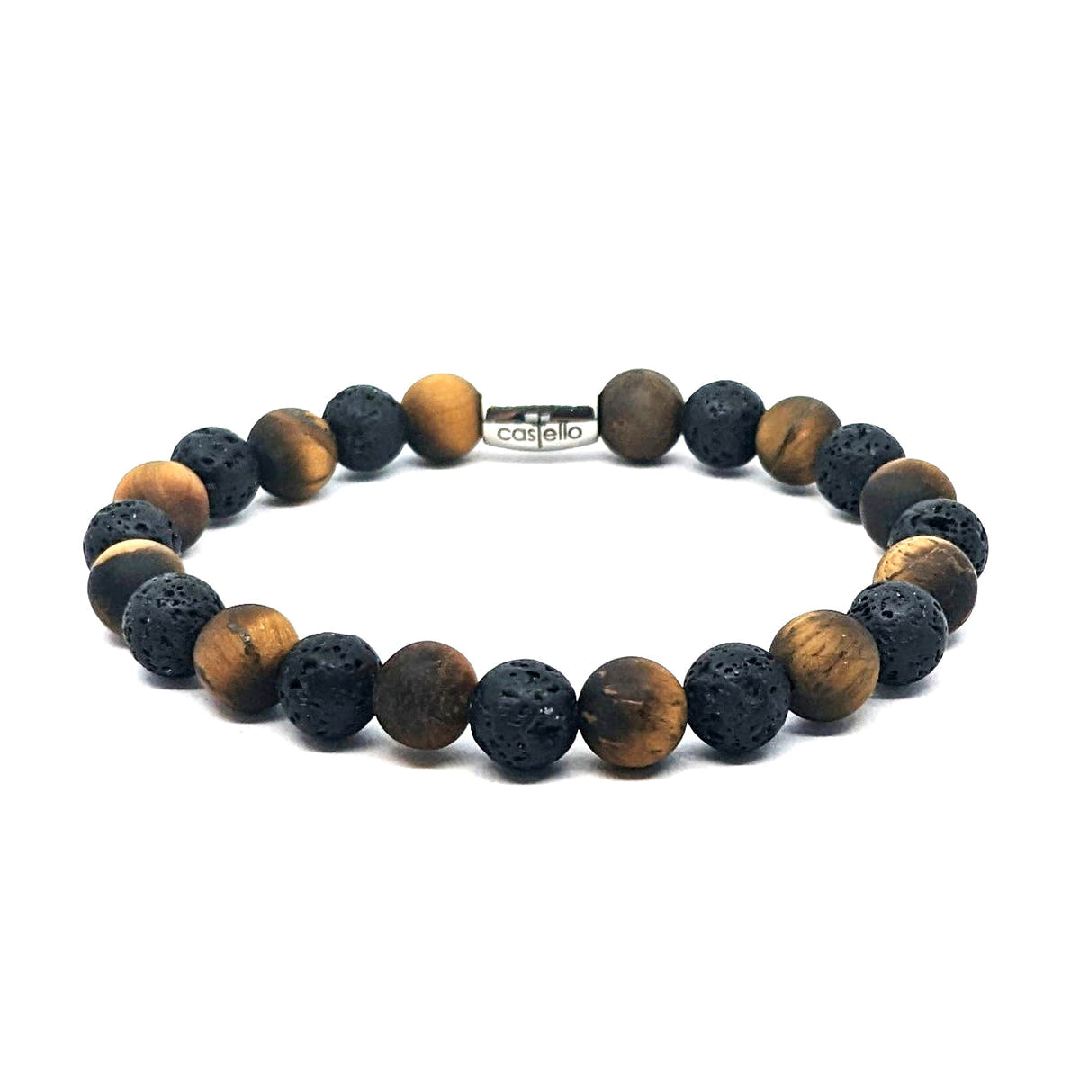 Tiger's Eye & Lava Unisex Bracelet, 8mm, view 2 | Castello Jewels