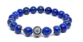 Hand Made Bracelet Evil Eye, silver 925' Lapis stone 10mm | Castello Jewels