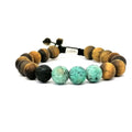 Tiger's Eye & African Turquoise Stacking Bracelet, 10mm | Castello Jewels