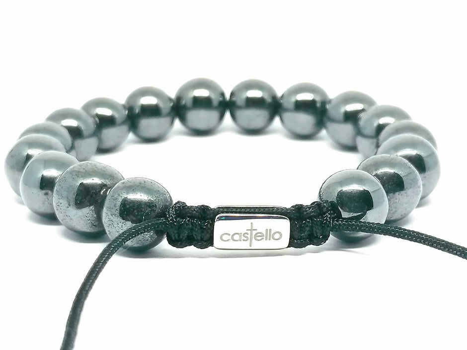 Hand Made Bracelet Hematite 10mm stone — view 3 | Castello Jewels