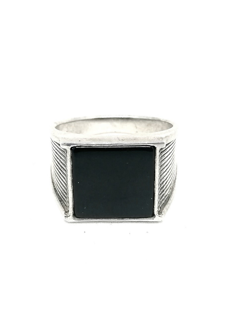 Mens Silver Ring Onyx Classy | Castello Jewels