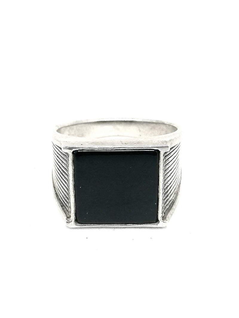 Mens Silver Ring Onyx Classy