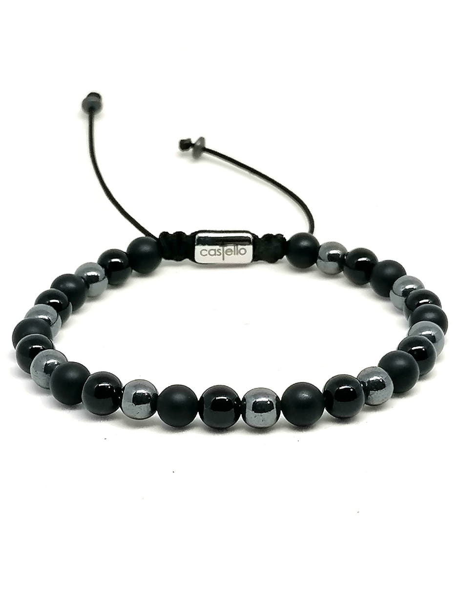 Onyx & Hematite Bracelet, Polish & Matte, view 2, 6mm | Castello Jewels