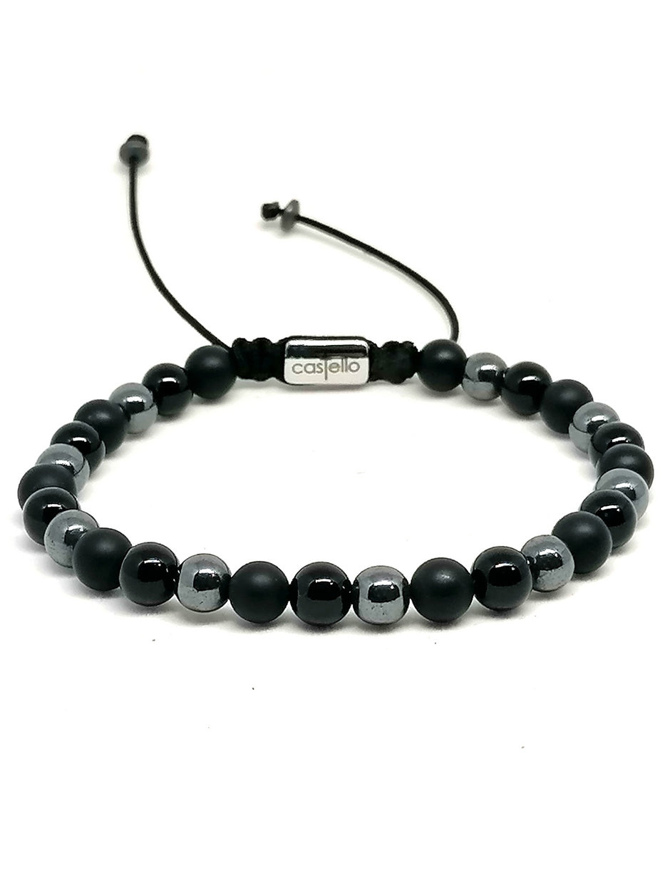 Hand Made Bracelet Onyx Polish, Onyx Mat, Hemitate stone 6mm — view 2 | Castello Jewels