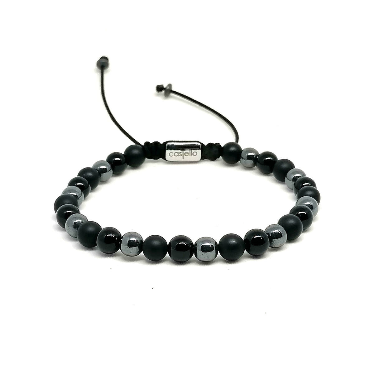 Onyx & Hematite Bracelet, Polish & Matte, view 2, 6mm | Castello Jewels