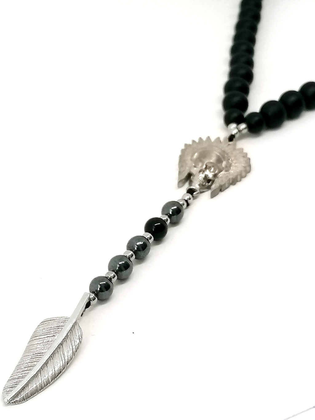 Rosary Skull Indian, Silver 925, Onyx stone — view 2 | Castello Jewels