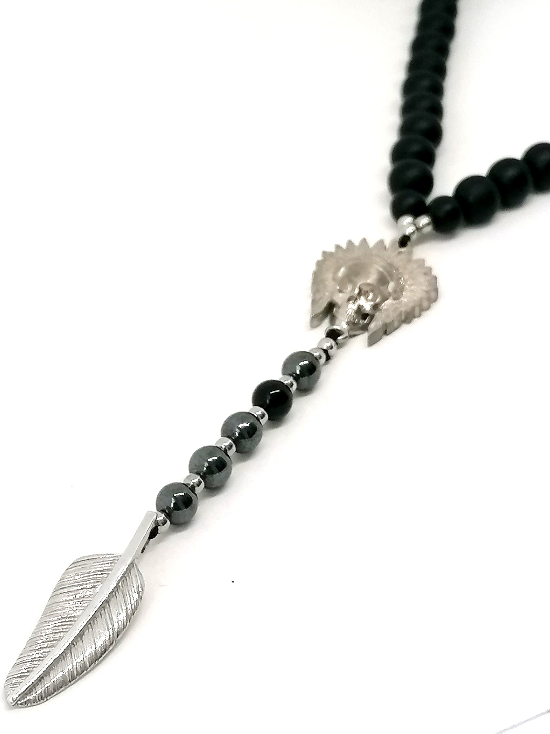 Rosary Skull Indian, Silver 925, Onyx stone — view 2 | Castello Jewels