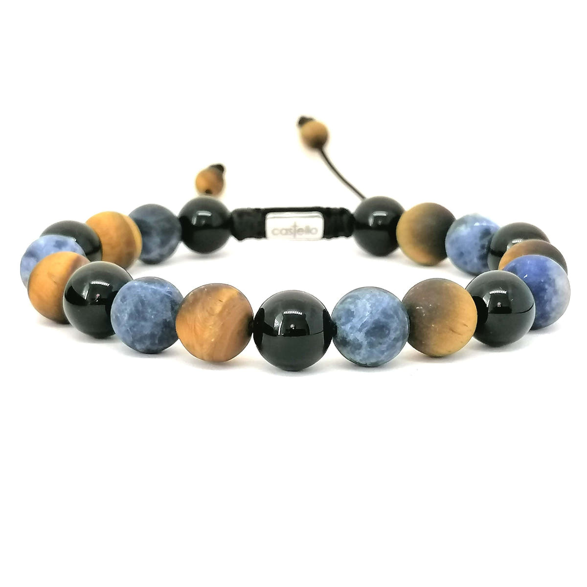 Onyx, Sodalite & Tiger's Eye Boho Bracelet, 10mm | Castello Jewels