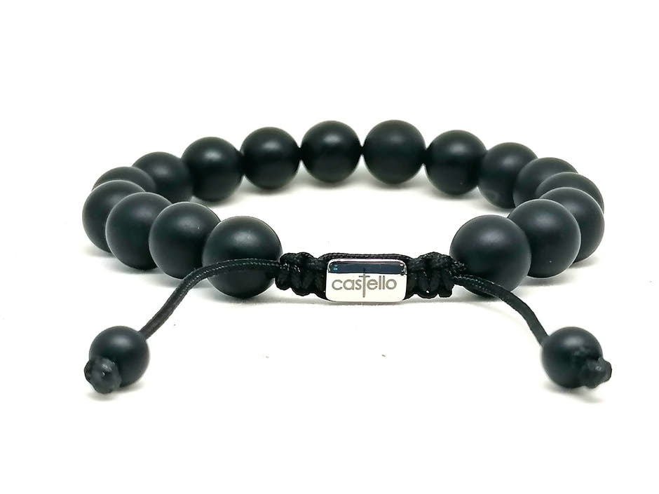 Matte Onyx Unisex Bracelet, 10mm, view 3 | Castello Jewels