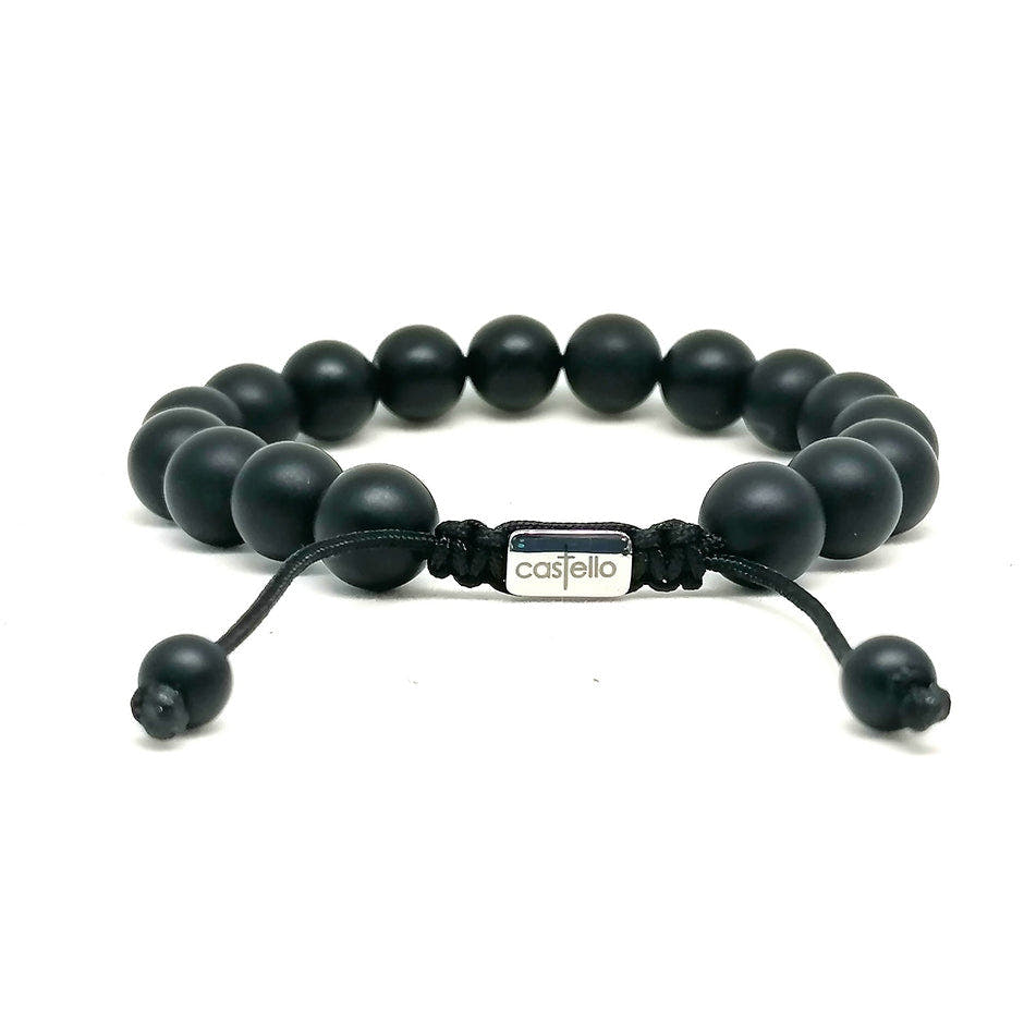 Matte Onyx Unisex Bracelet, 10mm, view 3 | Castello Jewels