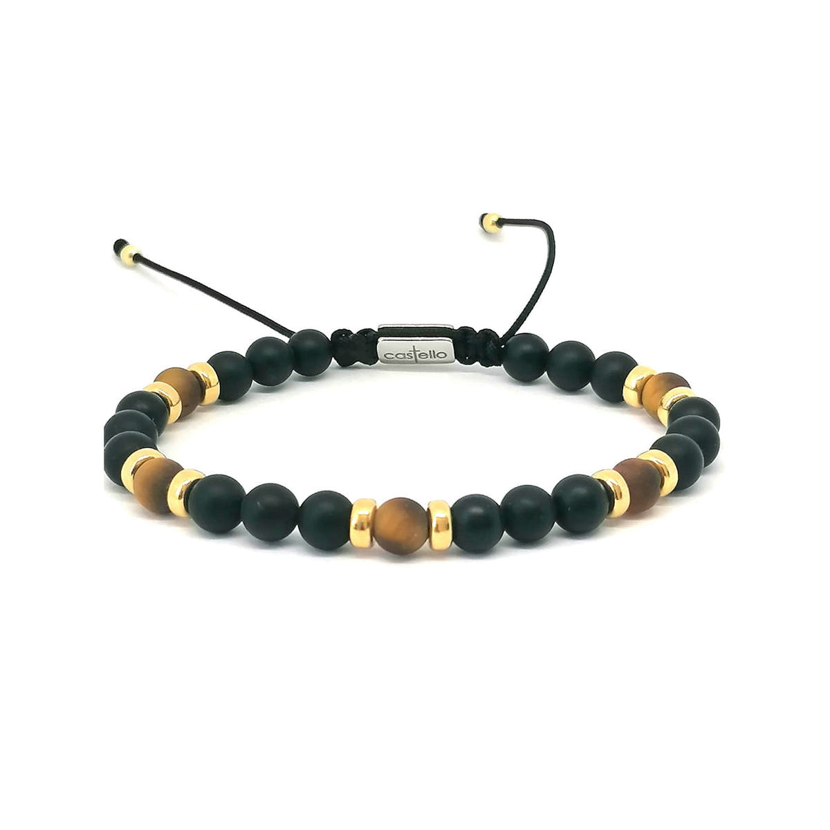 Classic Gold-Plated Matte Onyx, Timeless Everyday Wear, 6mm, view 3 | Castello Jewels