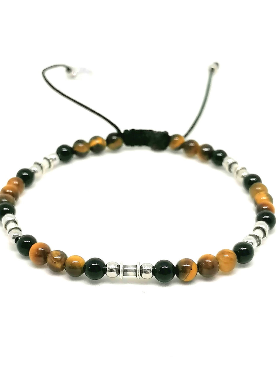 Silver bracelet Earth, Tiger Eye stone 4mm — view 3 | Castello Jewels