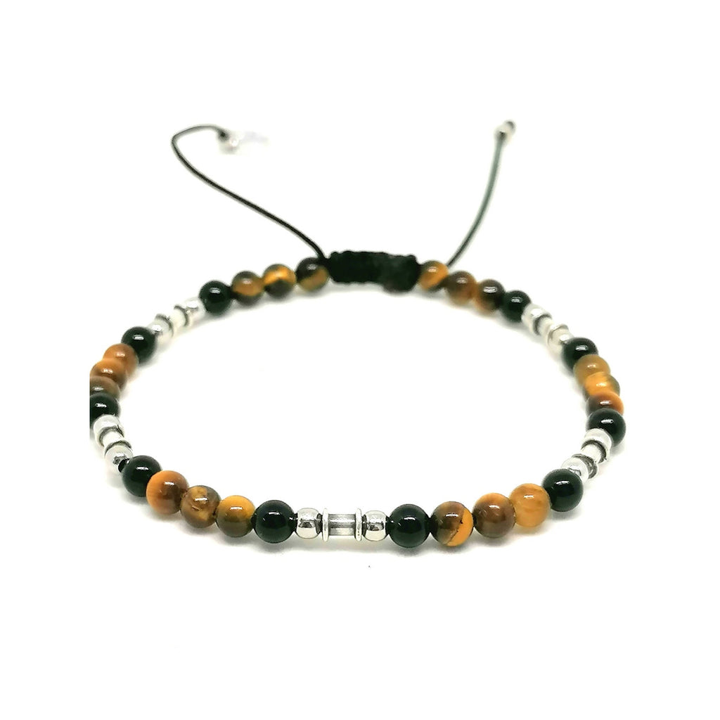 Silver bracelet Earth, Tiger Eye stone 4mm — view 3 | Castello Jewels