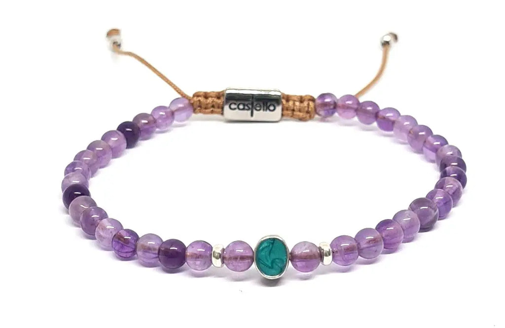 Hand Made Bracelet Silver 925 EARTH Amethyste stone 4mm | Castello Jewels