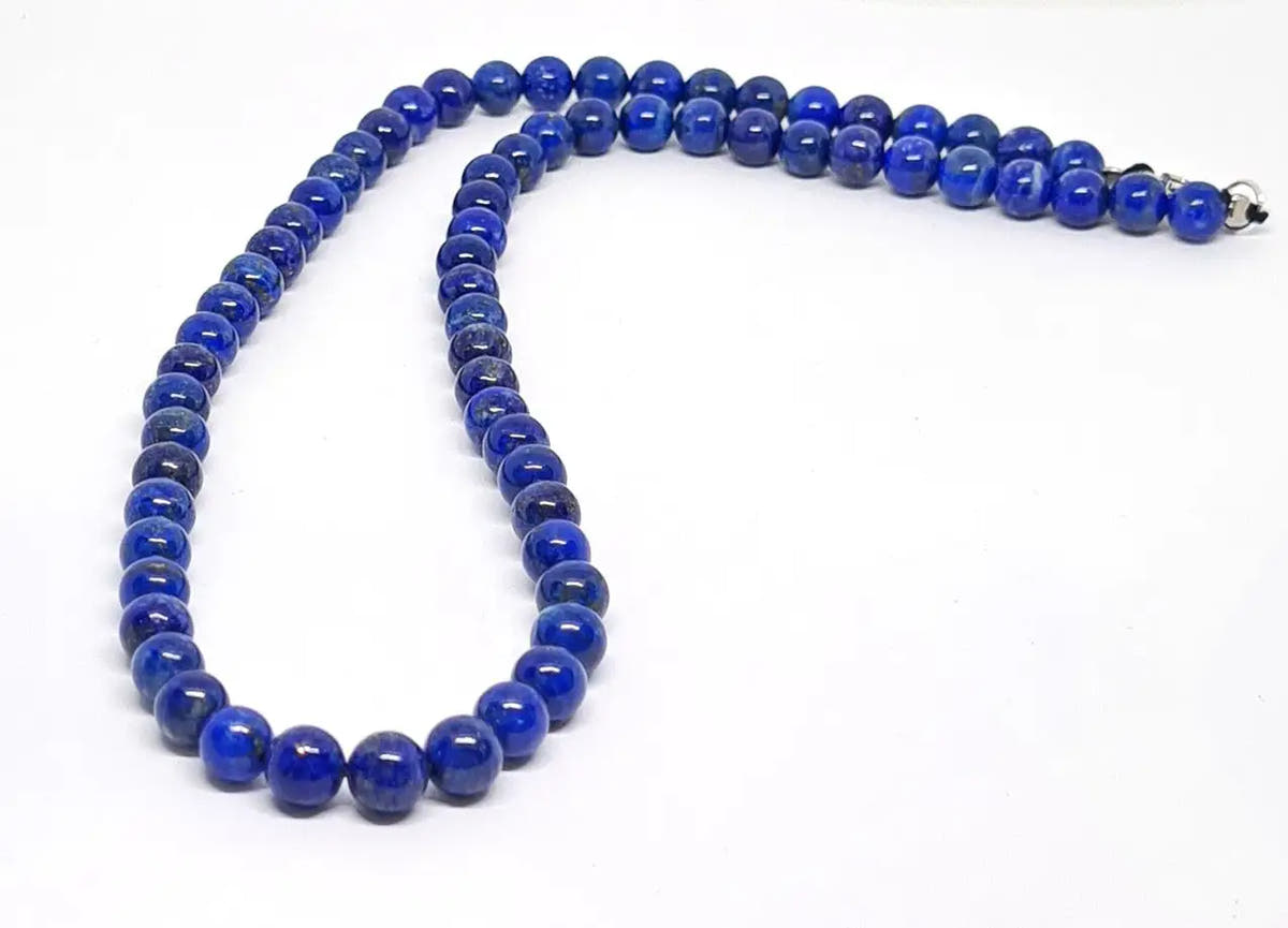 Lapis Lazuli Necklace, Sterling Silver, 6mm | Castello Jewels