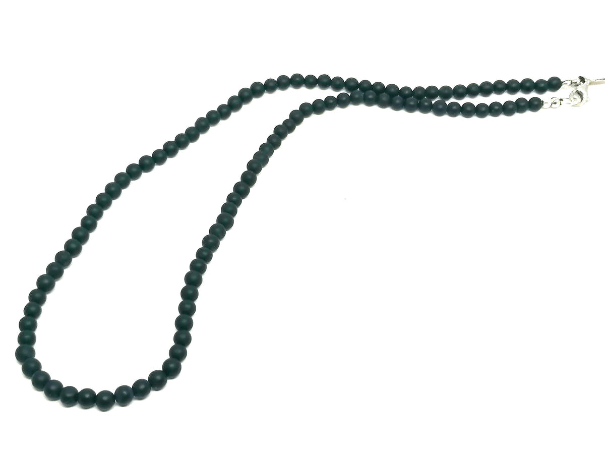 Matte Onyx Necklace, Sterling Silver, 4mm | Castello Jewels
