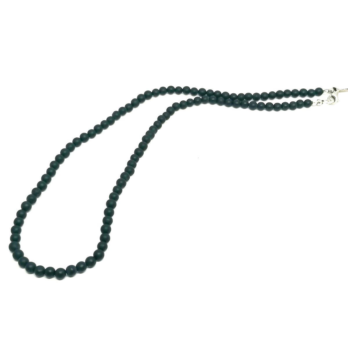 Matte Onyx Necklace, Sterling Silver, 4mm | Castello Jewels