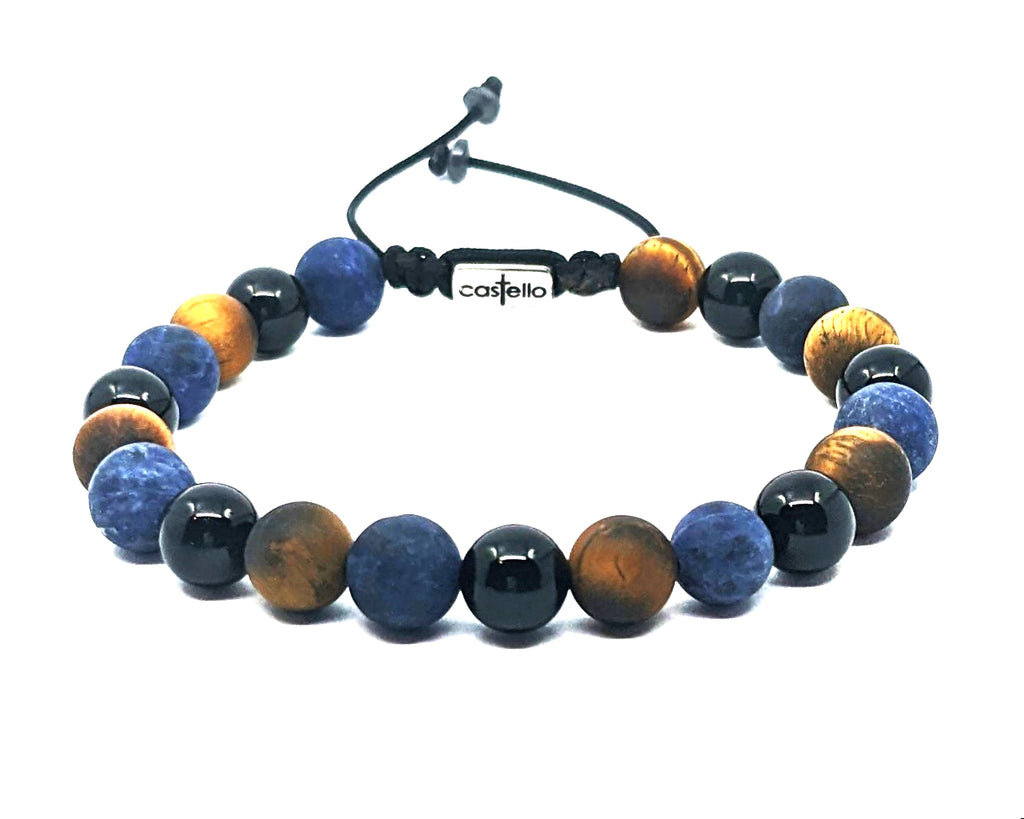 Bracelet Onyx Polish, Sodalite, Tiger's Eye 8mm stone | Castello Jewels