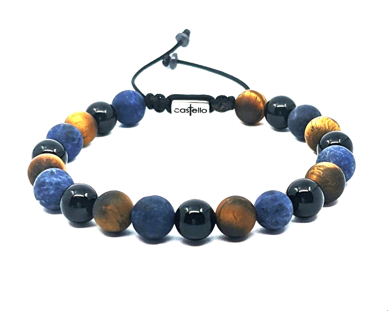 Bracelet Onyx Polish, Sodalite, Tiger's Eye 8mm stone | Castello Jewels
