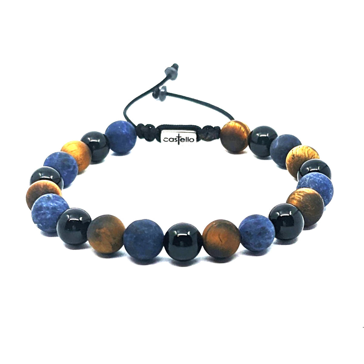Onyx, Sodalite & Tiger's Eye Unisex Bracelet, 8mm | Castello Jewels