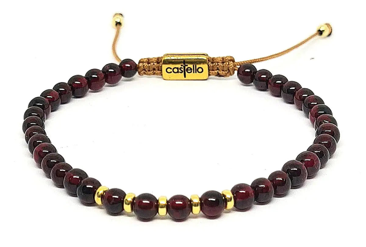 Garnet Gold-Plated Bracelet, Sterling Silver, 4mm | Castello Jewels