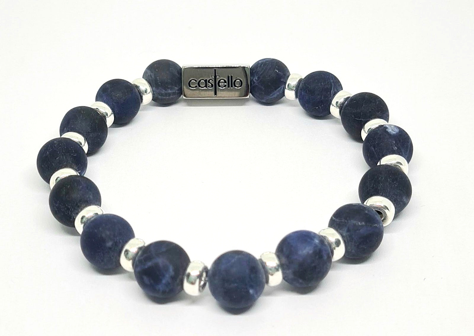 Hand Made Bracelet Castello Silver 925 Classic Sodalite stone 10mm | Castello Jewels