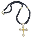 Hand Made Necklace Silver 925 Byzantine Cross Onyx stone 6mm | Castello Jewels