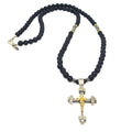 Onyx Byzantine Cross Necklace, 6mm | Castello Jewels