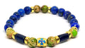 AEGEAN Silver 925 Bracelet, Gold plated, Jasper Green cross lapis stone 8mm | Castello Jewels