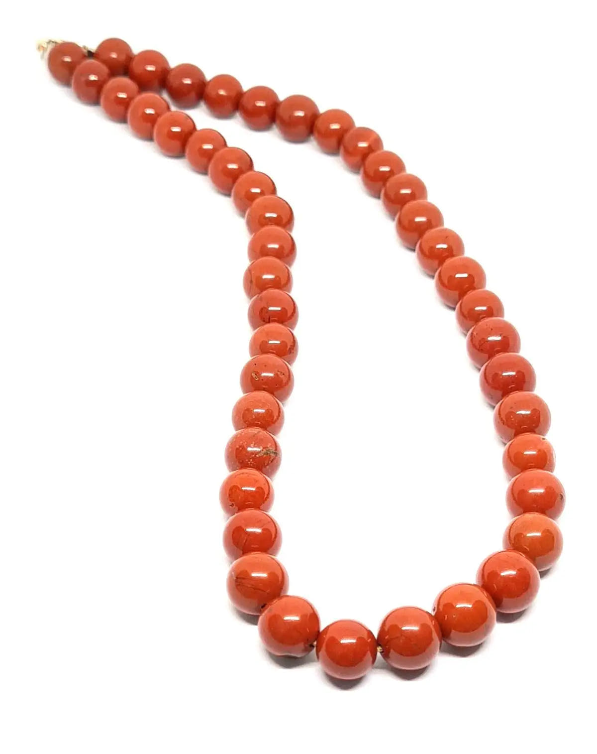 Red Jasper Beaded Necklace, Sterling Silver, 10mm | Castello Jewels