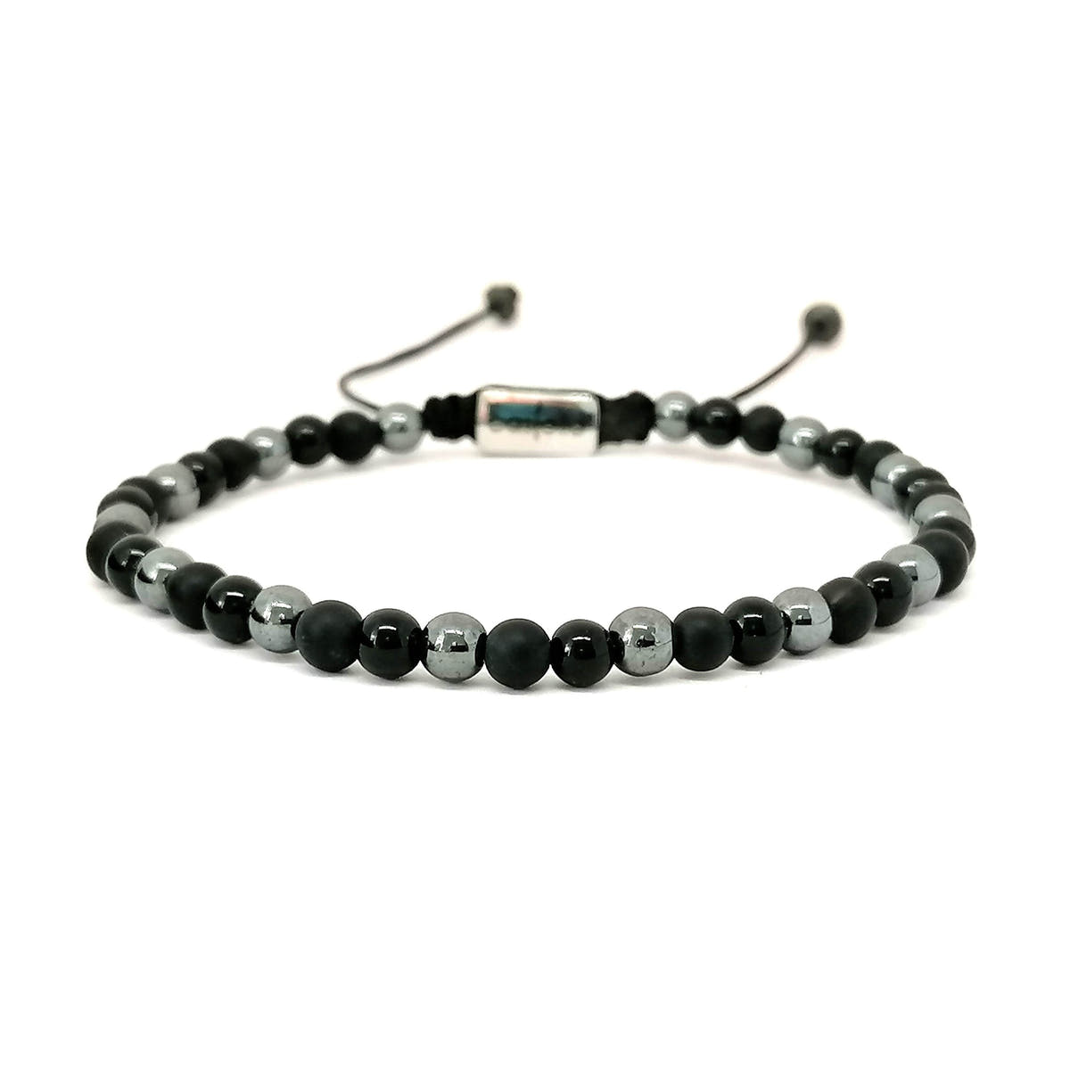 Onyx & Hematite Bracelet, Matte & Polished, 4mm | Castello Jewels