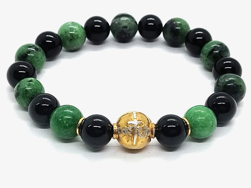 Bracelet Chic 925 Silver, Rubyzoisite stone 10mm | Castello Jewels
