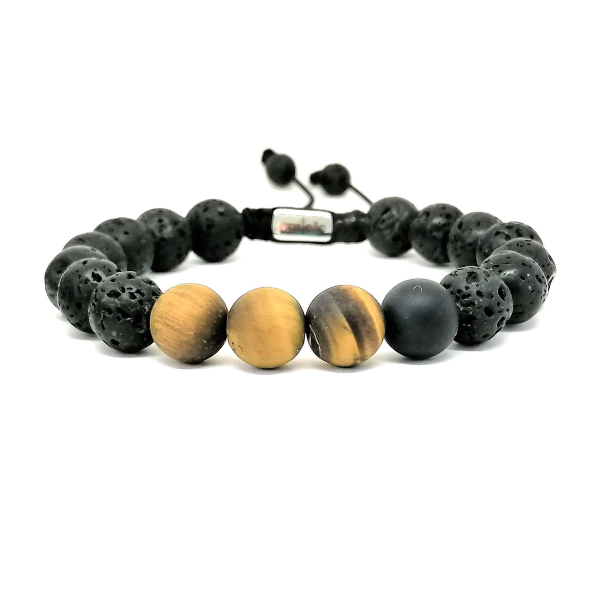 Onyx, Lava & Tiger's Eye Stacking Bracelet, 10mm | Castello Jewels
