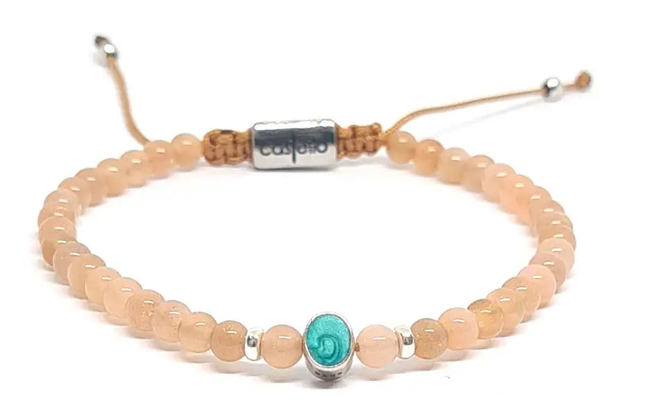 Hand Made Bracelet Silver 925 EARTH Orange Moon stone 4mm | Castello Jewels