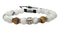 Hand Made Silver Bracelet Knights, Howlite, Tiger Eye Mat stone 8mm | Castello Jewels