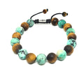 Hand Made Bracelet Africa Turquoise, Tiger Eye stone 10mm | Castello Jewels