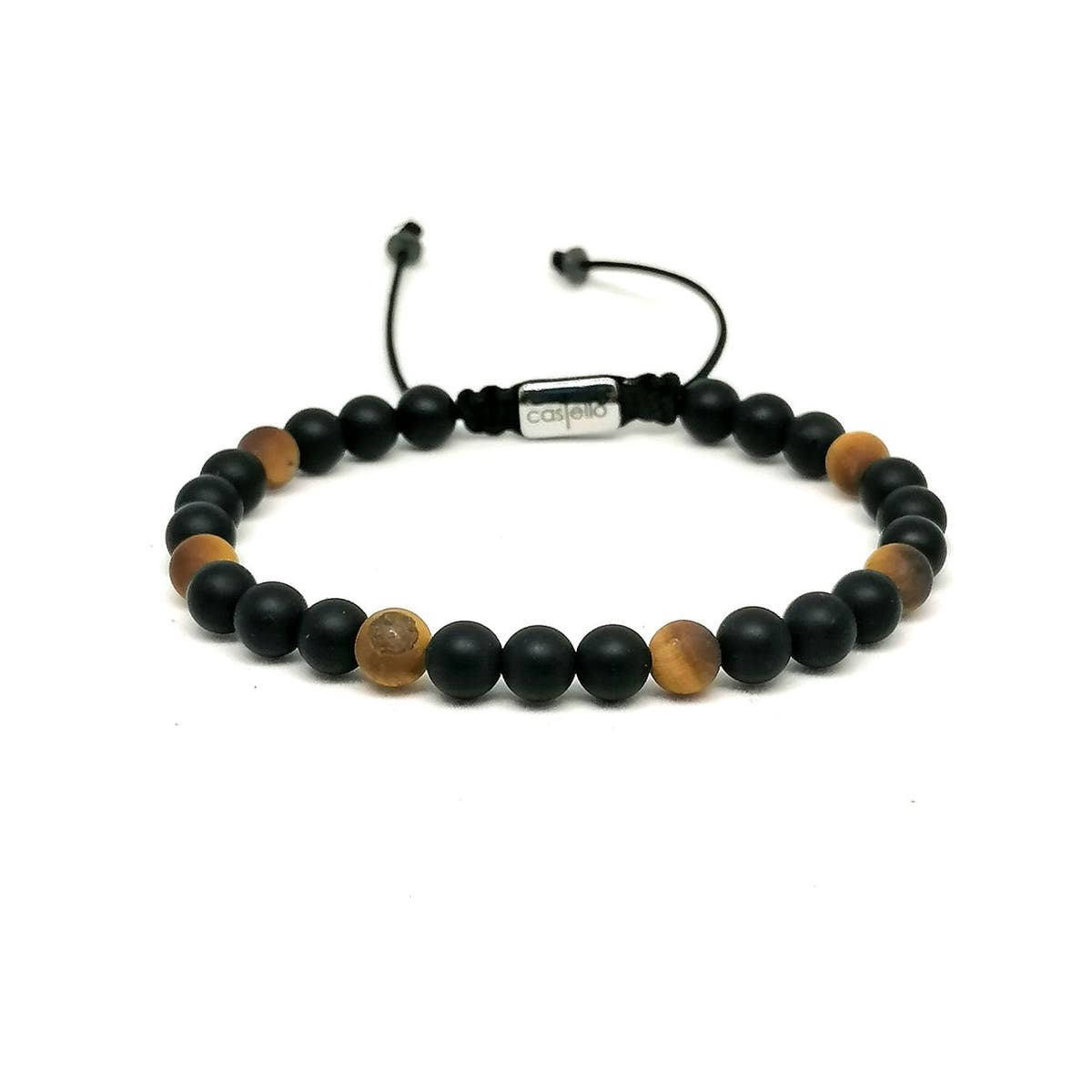 Onyx & Tiger's Eye Bracelet, Matte, view 2, 6mm | Castello Jewels