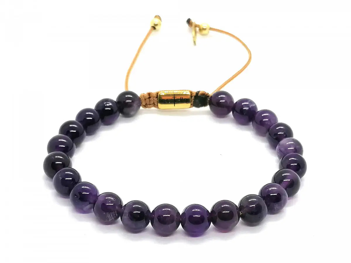 Hand Made Bracelet Amethystos stone 8mm | Castello Jewels
