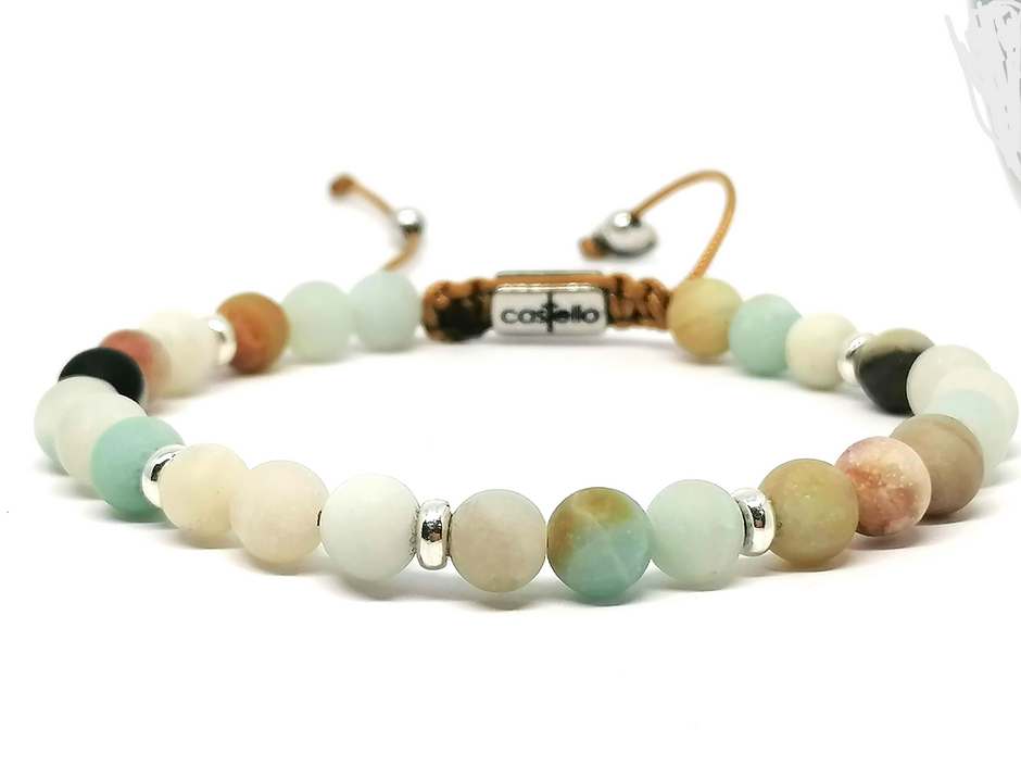Silver 925, Bracelet Minimal, Amazonite, 6mm stone | Castello Jewels