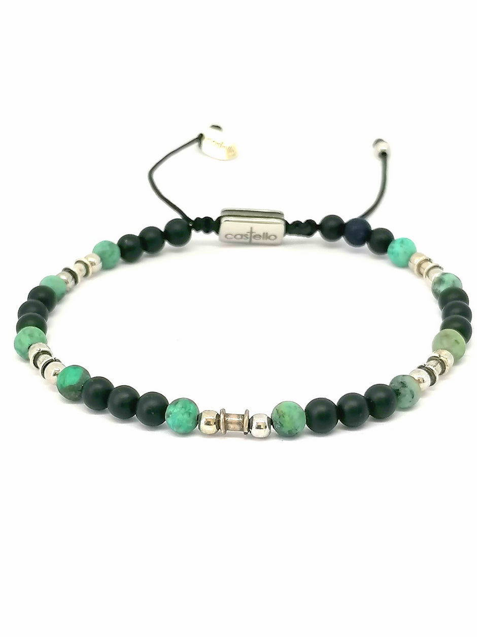 Silver bracelet Earth, Onyx African Turquoise stone 4mm — view 3 | Castello Jewels