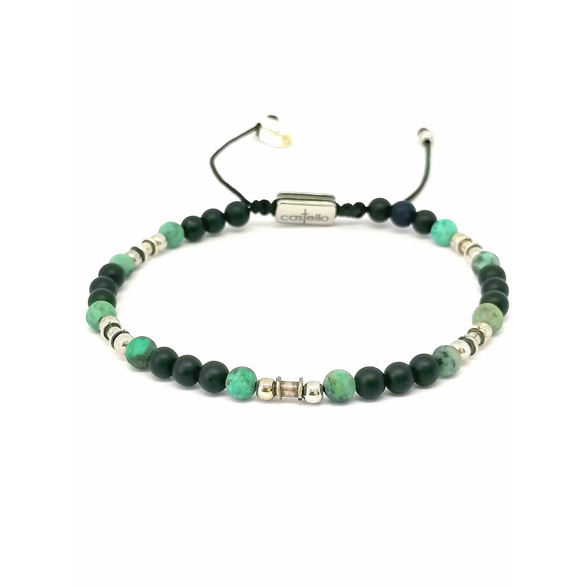 Silver bracelet Earth, Onyx African Turquoise stone 4mm — view 3 | Castello Jewels