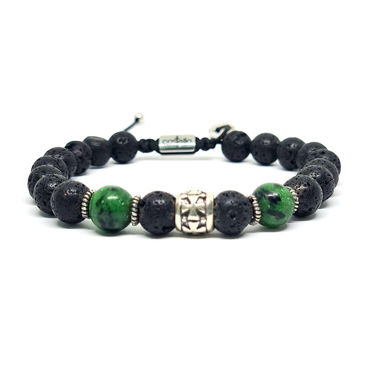 Knights Lava & Ruby Zoisite Sterling Silver Bracelet, 8mm | Castello Jewels