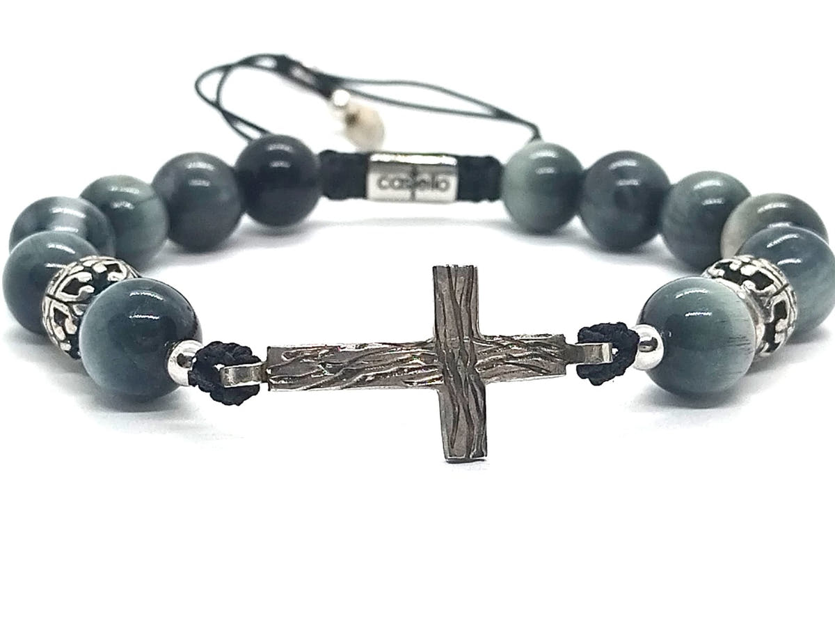 Eagle's Eye Cross Beaded Bracelet, 10mm | Castello Jewels