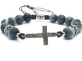 CROSS SILVER 925 Bracelet Eagle's Eye stone 10mm | Castello Jewels
