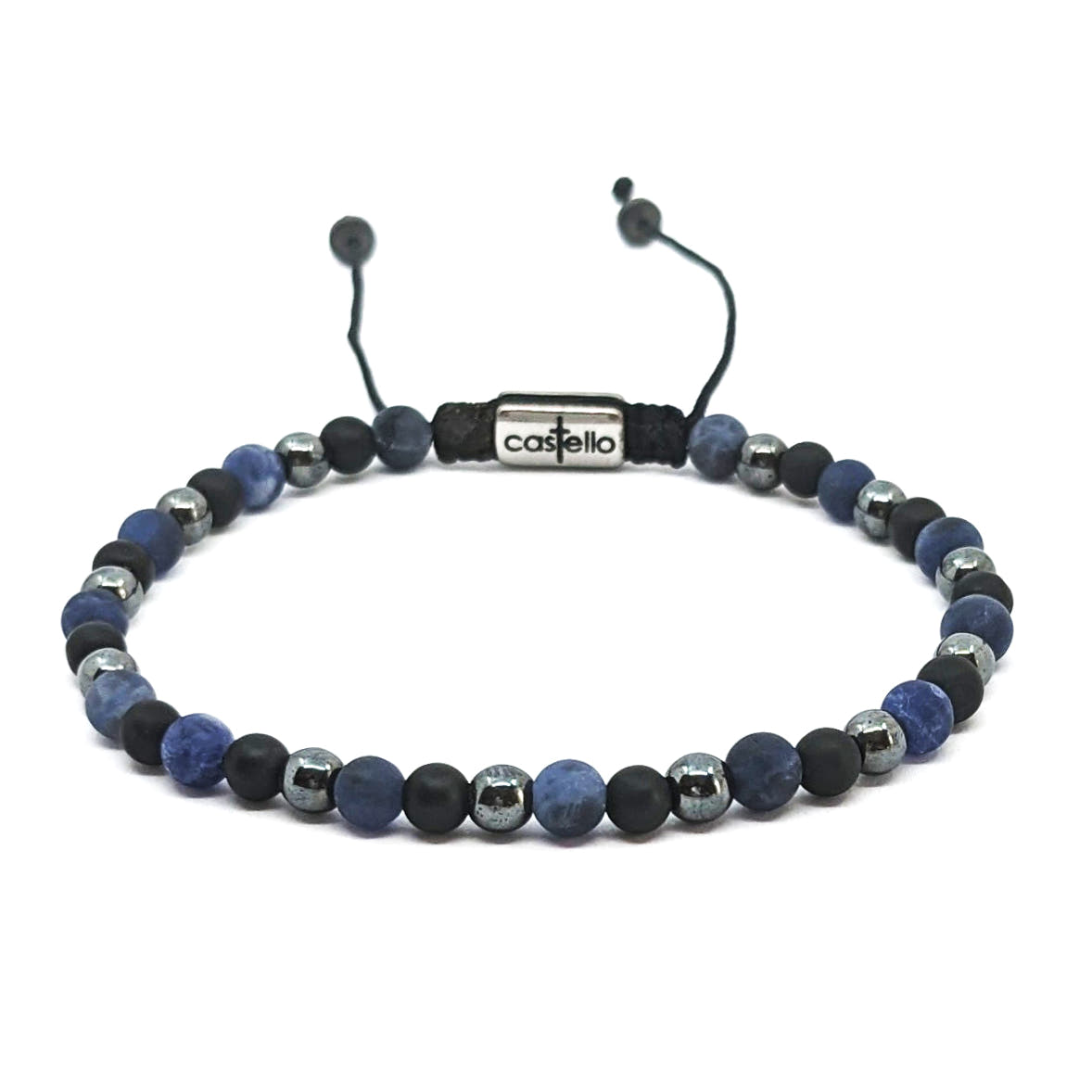 Onyx, Sodalite & Hematite Bracelet, 4mm, view 2 | Castello Jewels