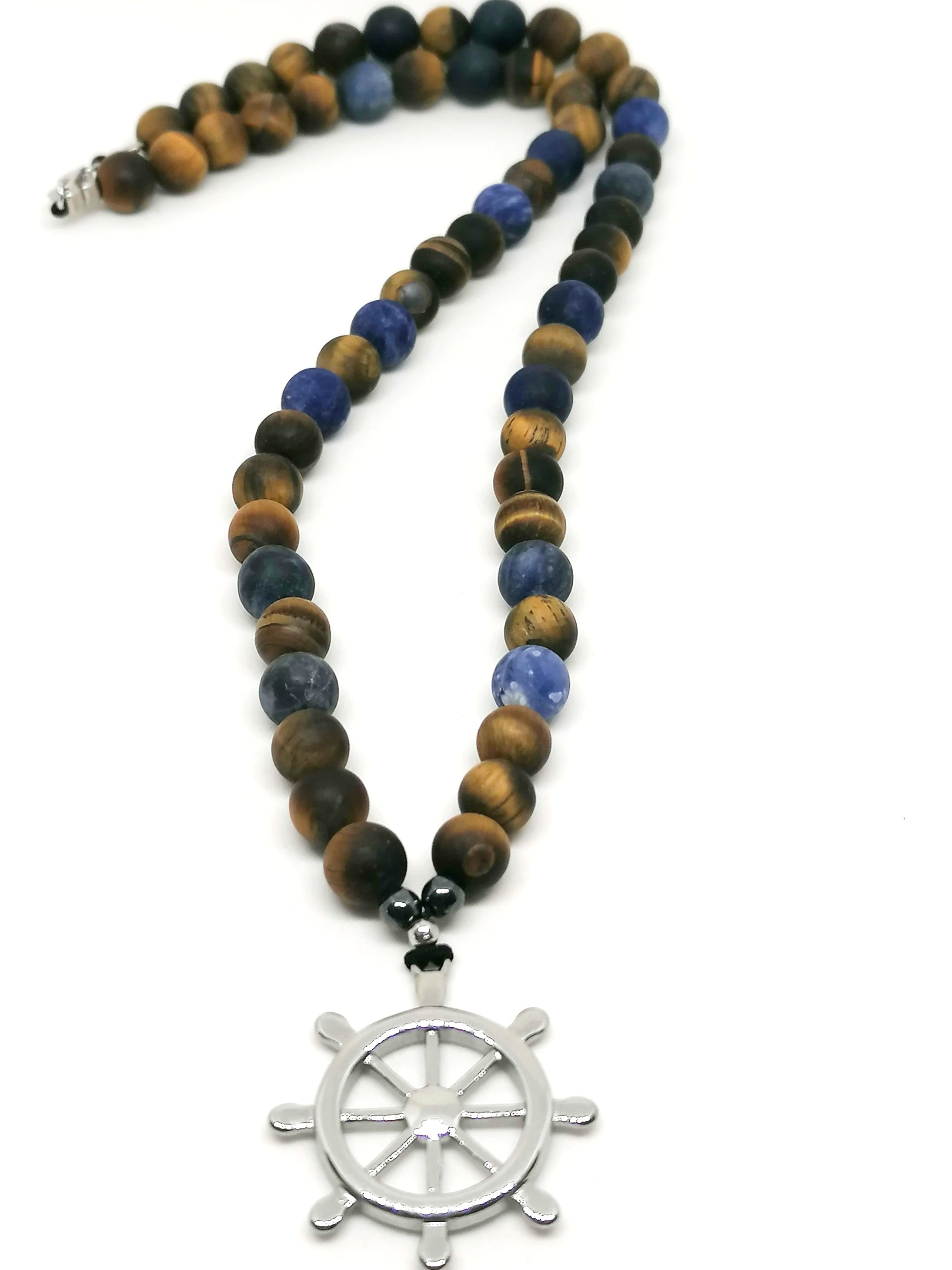 Necklace Rudder, Silver 925, Tiger Eye stone — view 4 | Castello Jewels